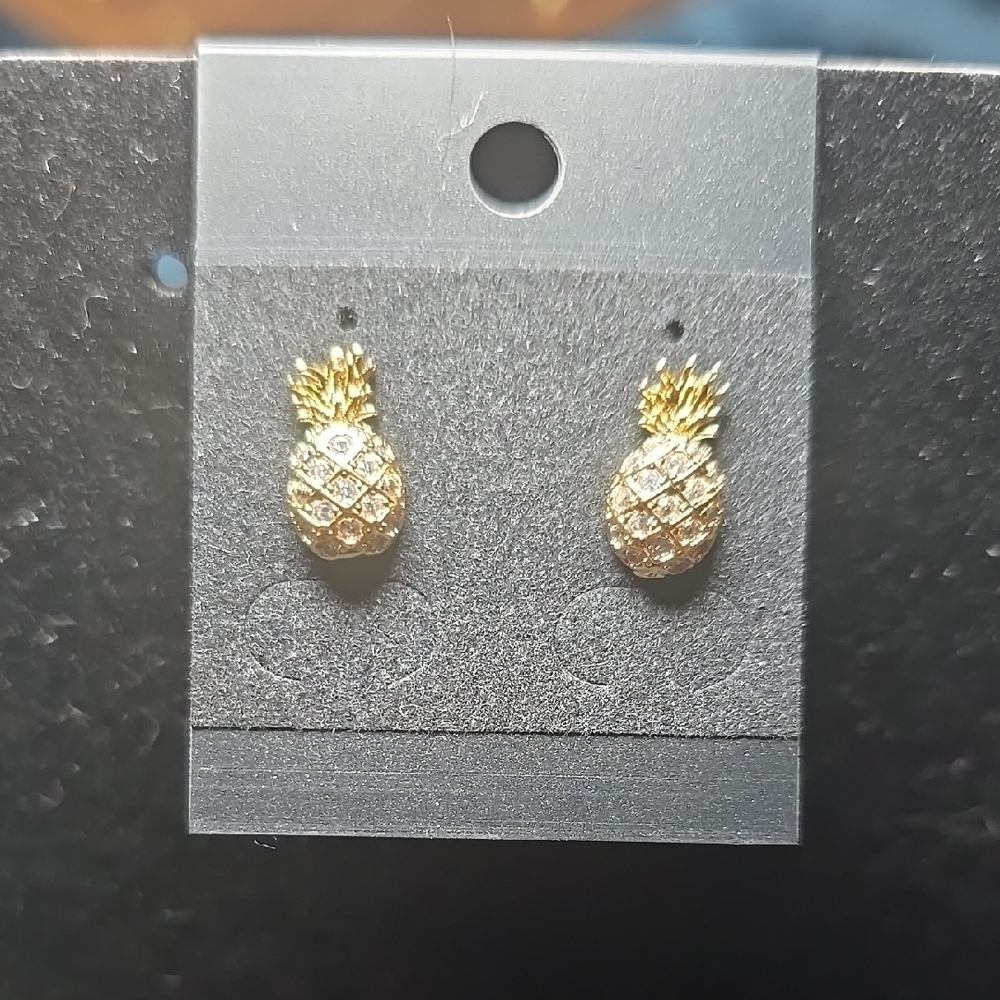 Gold Pineapple Stud Earrings